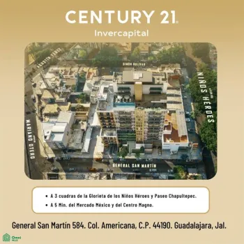 En Venta,Moderna,General San Martín 584, Dpto 66m2, Guadalajara, Jalisco 44190, 1 Cuarto,1 Baño,General San Martín,3,MX25953760